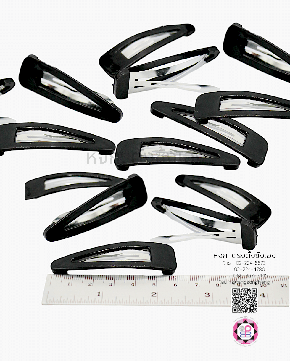 กิ๊บเป๊าะแป๊ะทรงหยดน้ำหุ้มพลาสติก 6 ซม. สีดำ