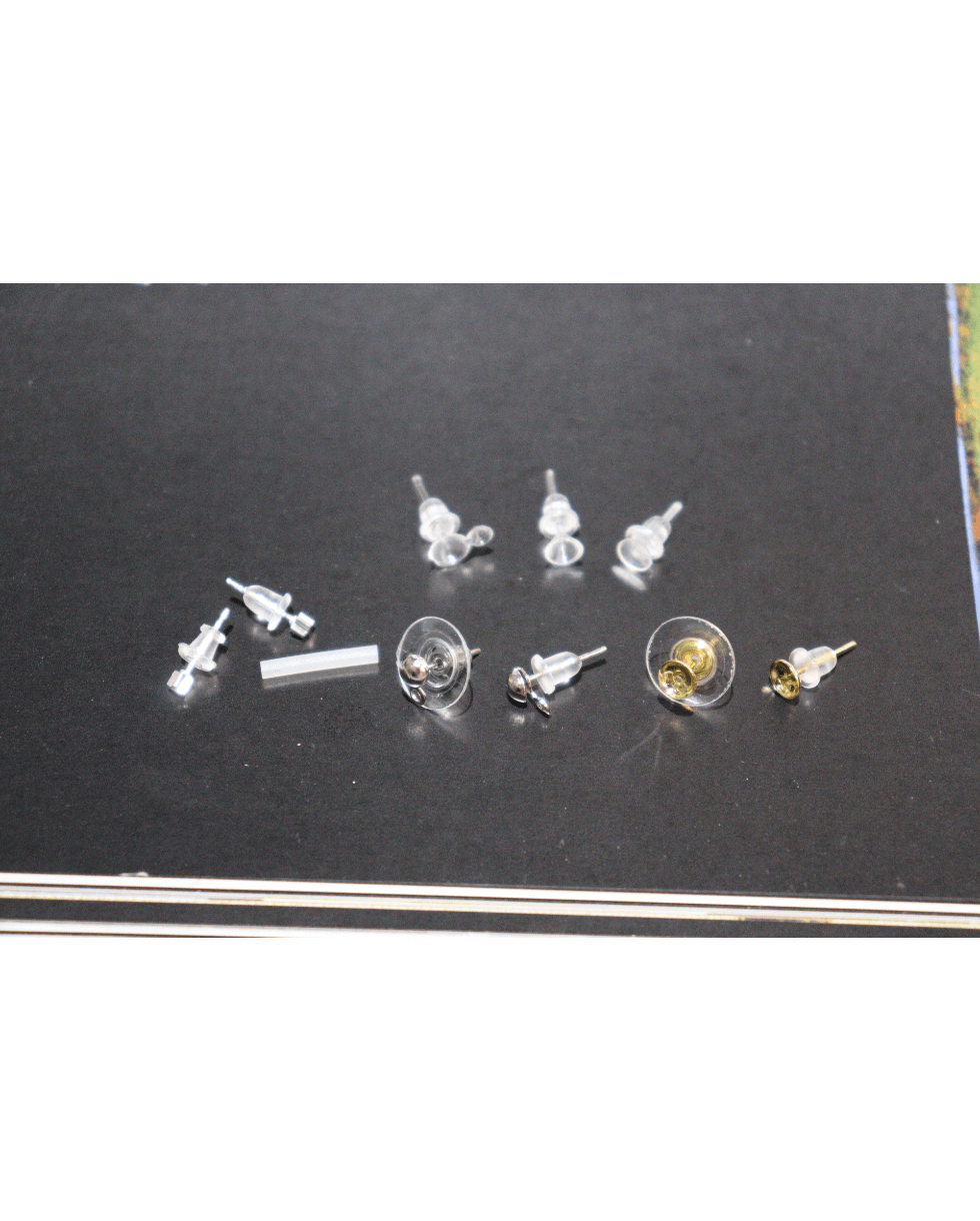 แป้นต่างหู, จุกยางซิลิโคน, จุกปิดด้านหลังต่างหู, จานล็อคขาต่างหู, อะไหล่ต่างหู, อุปกรณ์ทำต่างหู 