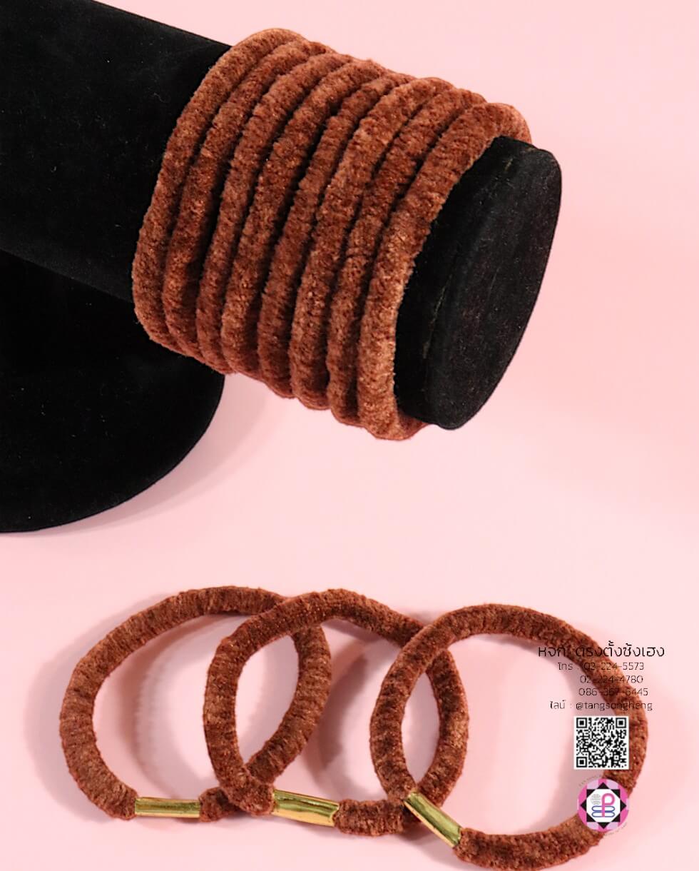 ยางรัดผมสักหราด ขนาดใหญ่  สีน้ำตาลกลาง