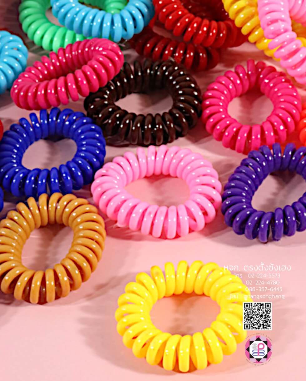 ยางรัดผมสายโทรศัพท์ ขนาดเล็ก คละสีโทนสีเข้ม