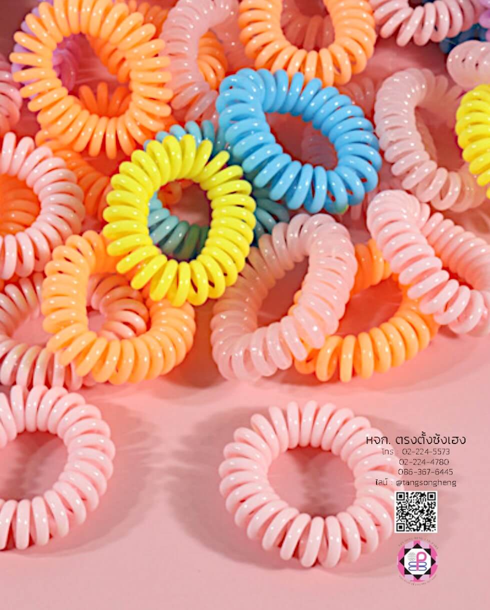 ยางรัดผมสายโทรศัพท์ ขนาดเล็ก คละสีโทนสีหวาน