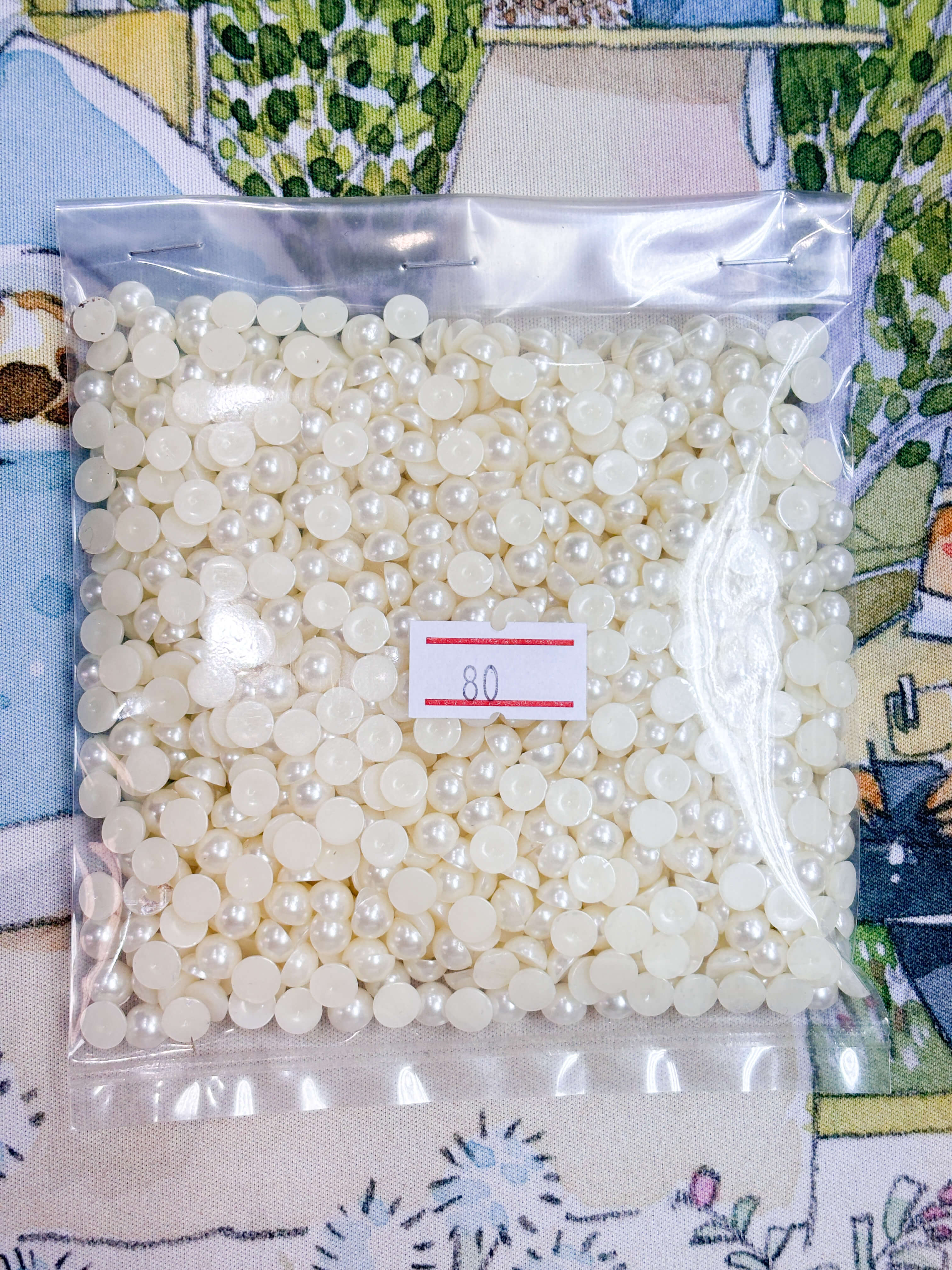 มุกครึ่งซีกทรงกลม ขนาด 6 มิล สีครีม