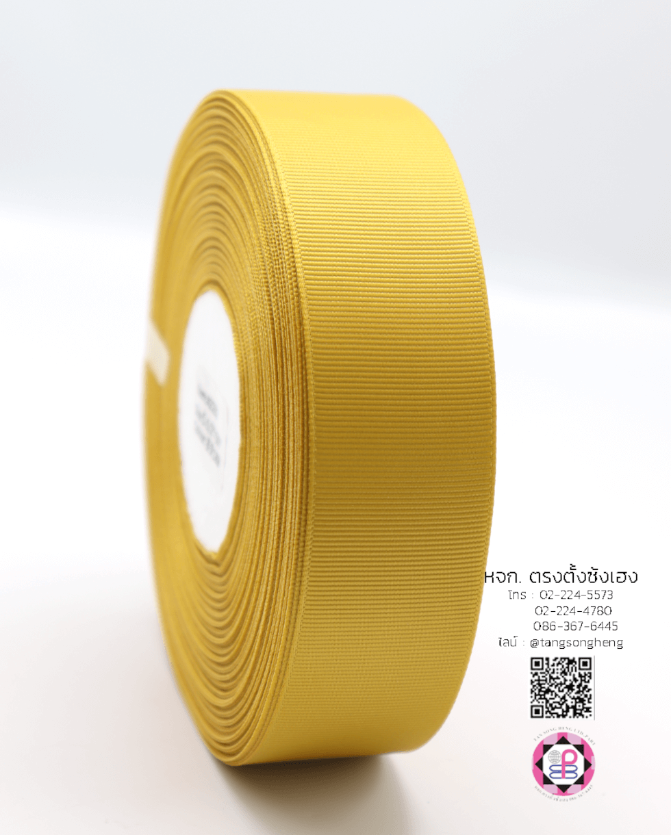 ริบบิ้นผ้ากรอสเกรน กว้าง 1.5 นิ้ว ยาว 50 หลา สีครีมทอง 189#