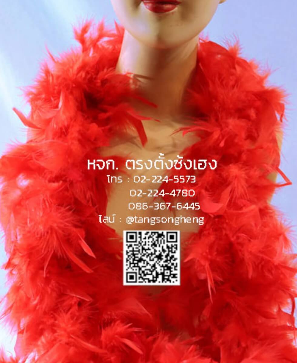 ขนนกพวงหนา ยาวเส้นละ 2 เมตร สีแดง