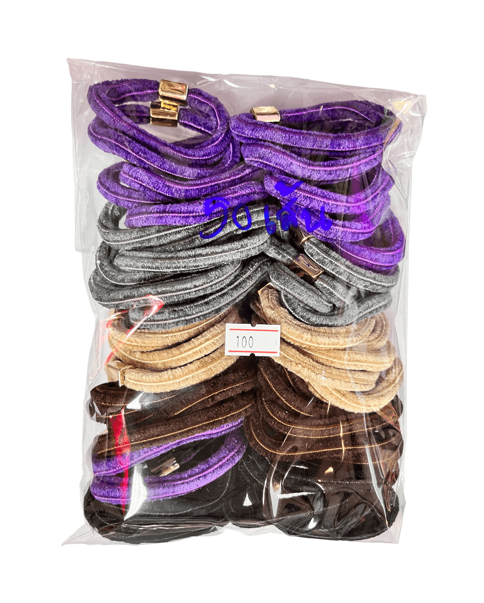 ยางรัดผมเส้นใหญ่มีข้อเหล็ก คละสี