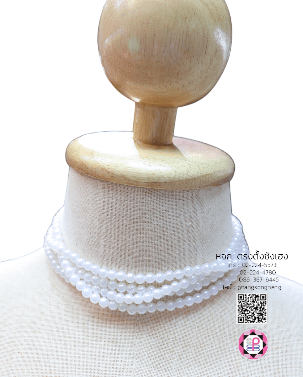 สร้อยมุกไหว้เจ้า ขนาด 6 มิล สีขาว