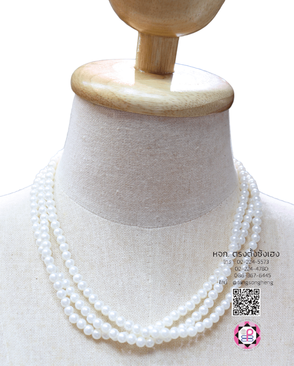 สร้อยมุกไหว้เจ้า ขนาด 6 มิล สีครีม