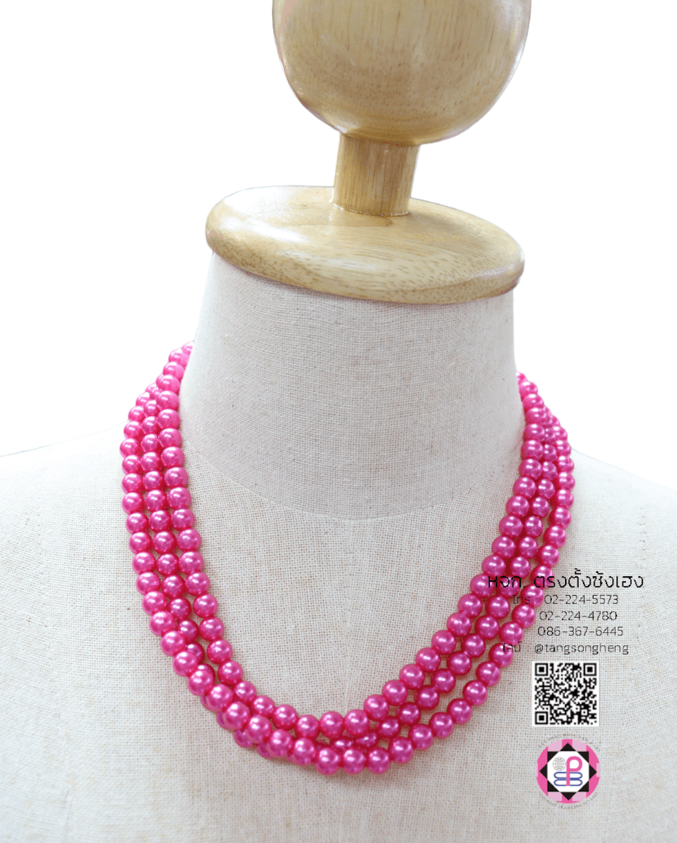 สร้อยมุกไหว้เจ้า ขนาด 8 มิล สีบานเย็น