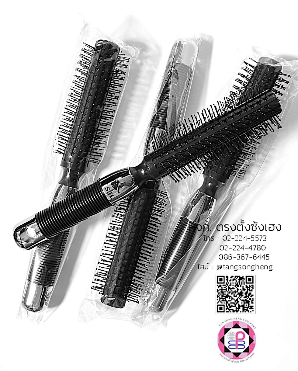 หวีโรล T.S.H. หัวตุ่ม สีดำ แพ็ค 4 ชิ้น