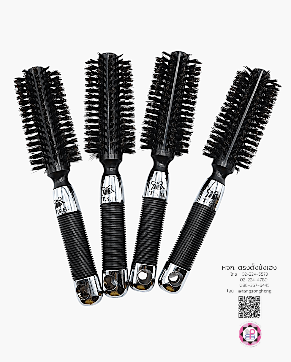 หวีโรล T.S.H. ขนหมู สีดำ YF9814AB-C แพ็ค 4 ชิ้น