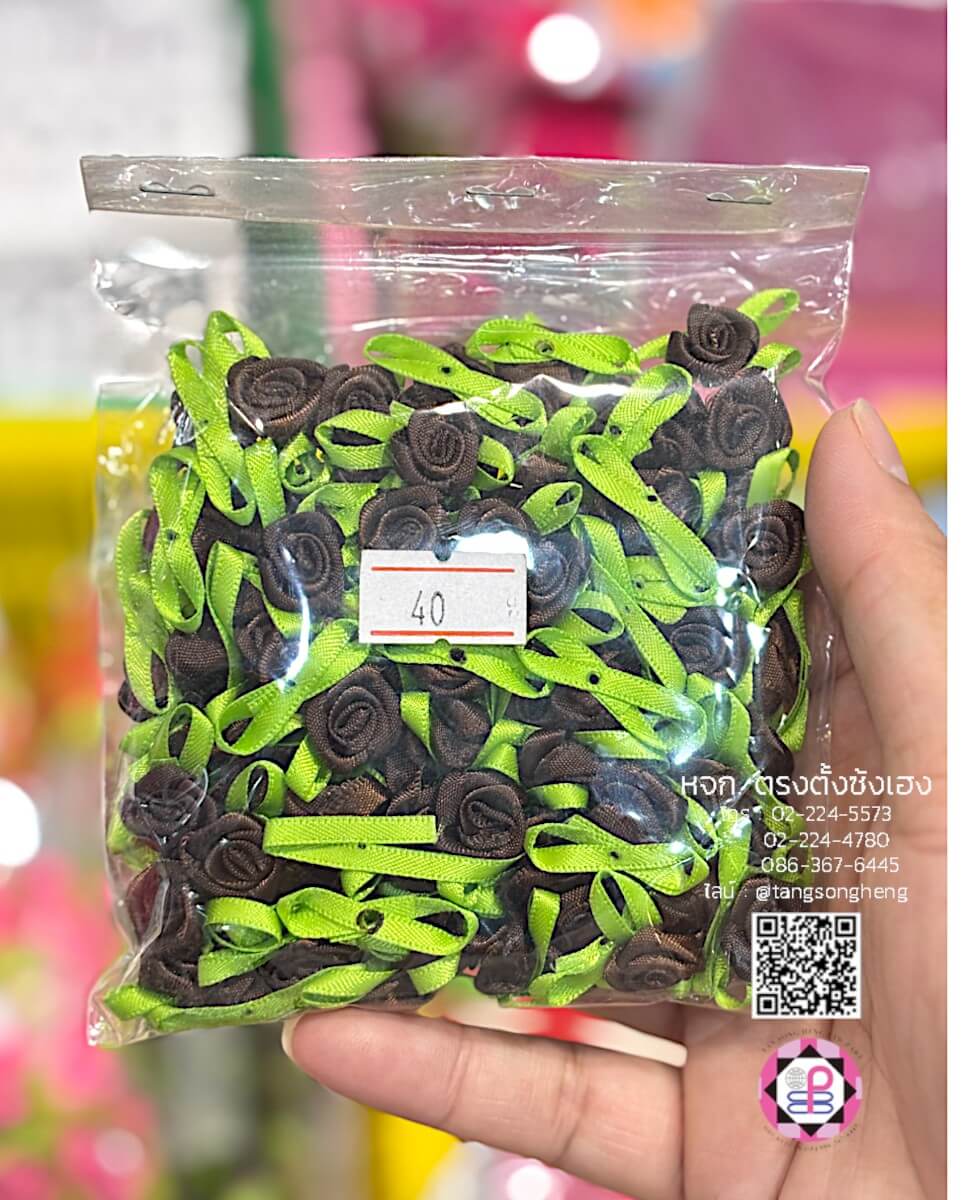 อะไหล่ผ้าดอกกุหลาบผ้าซาติน ขนาดเล็ก สีน้ำตาลเข้ม