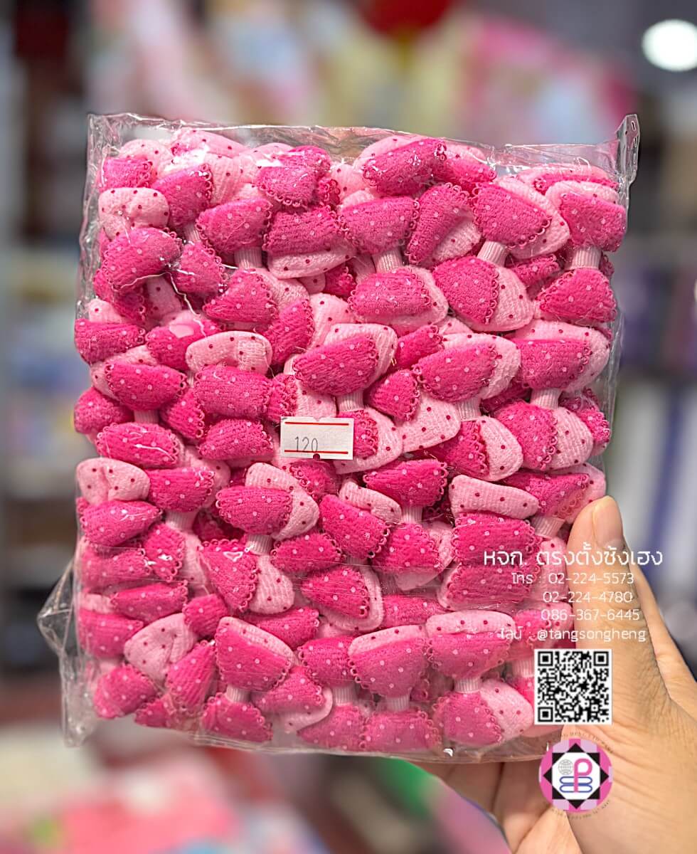 อะไหล่ผ้า โบว์ผ้า สีชมพู