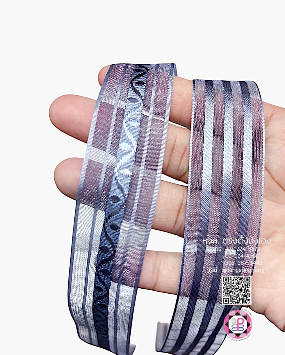 Organza Ribbon Thai Pattern Size 1 Inch 50 Yards Gray Color 03#