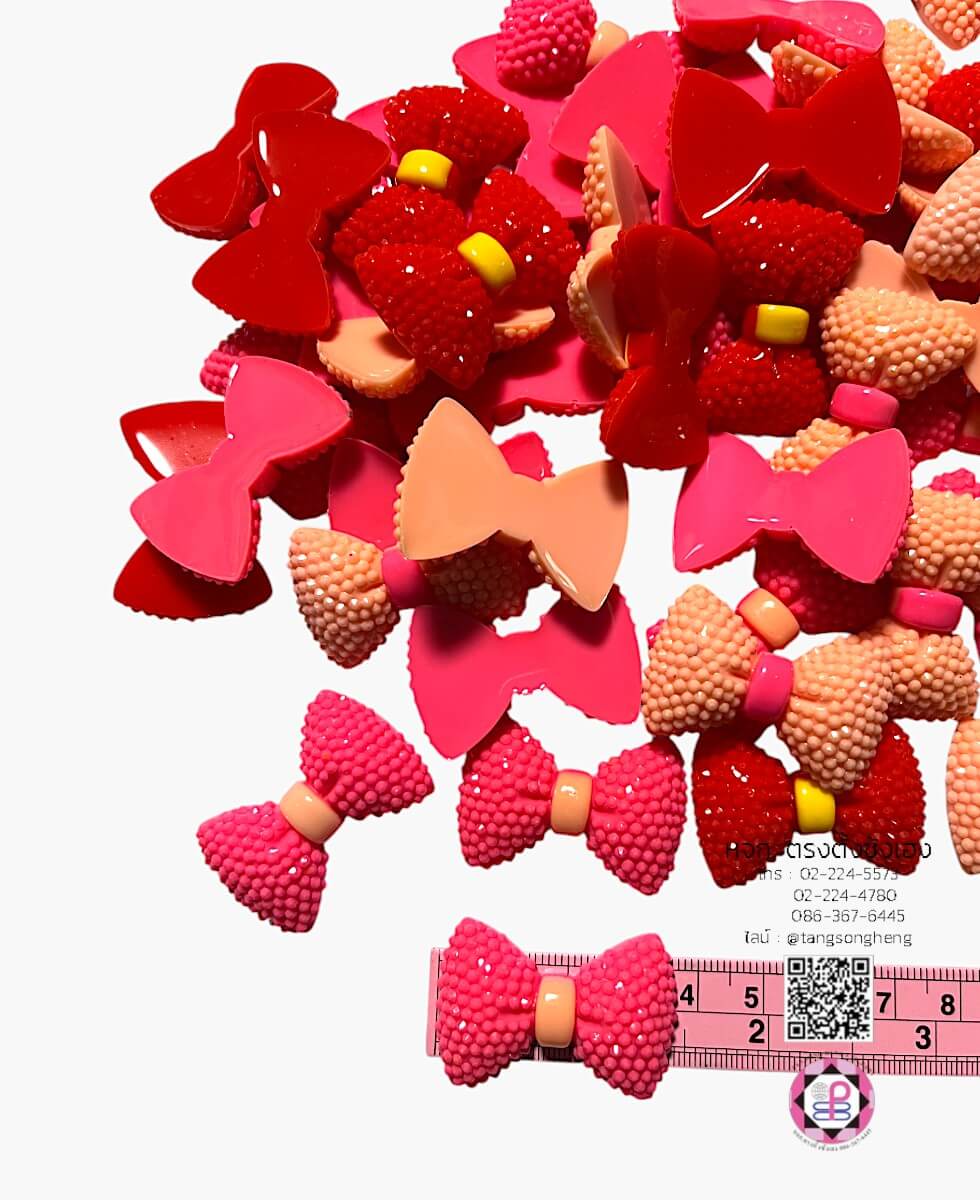 อะไหล่เรซิ่นรูปโบว์ขอบมน แพ็ค 100 ชิ้น