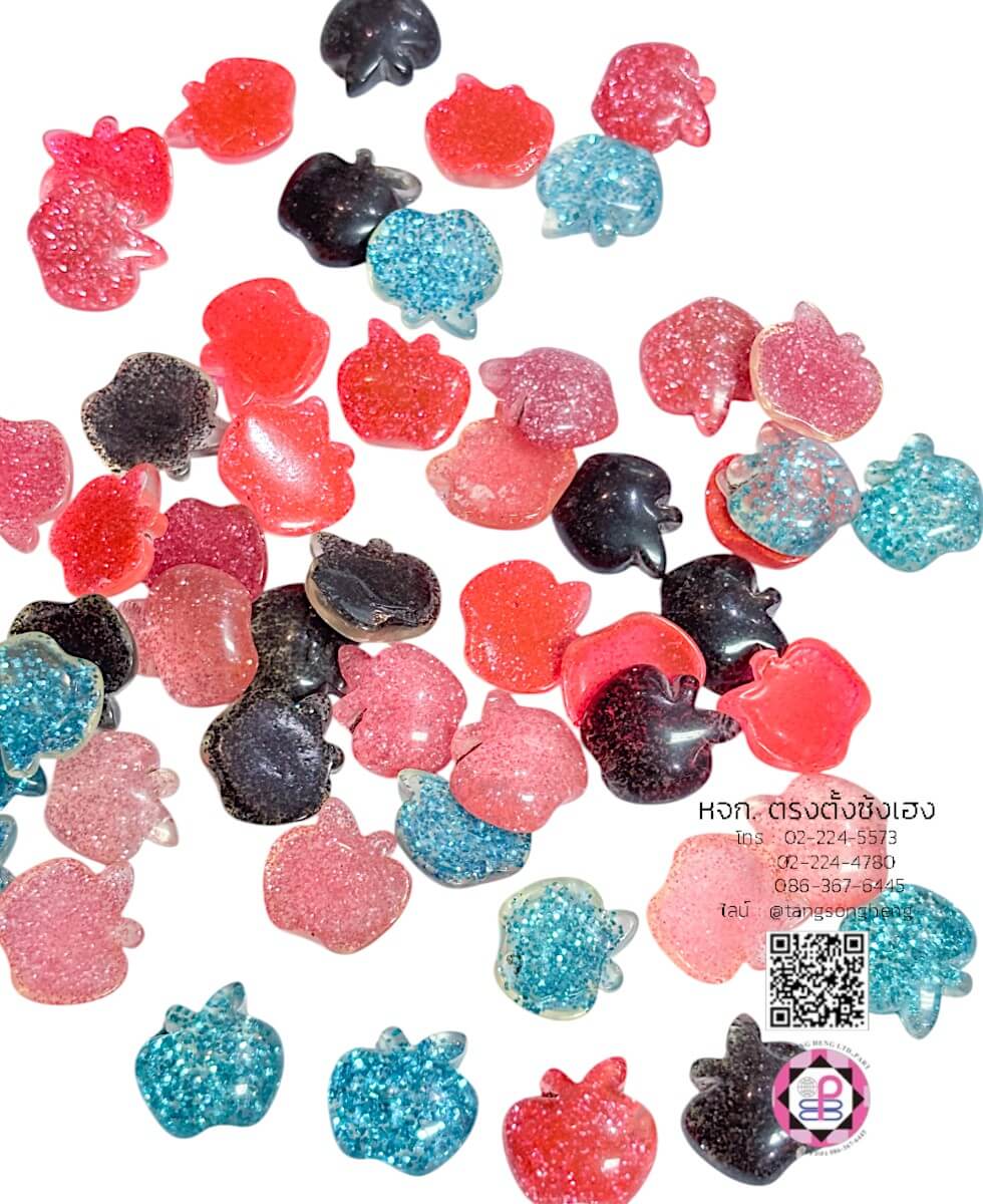 อะไหล่เรซิ่นมินิรูปแอปเปิ้ล คละสี แพ็ค 100 ชิ้น