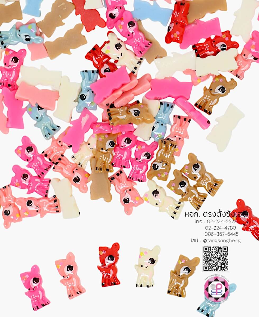 อะไหล่เรซิ่นมินิรูปกวาง คละสี แพ็ค 100 ชิ้น