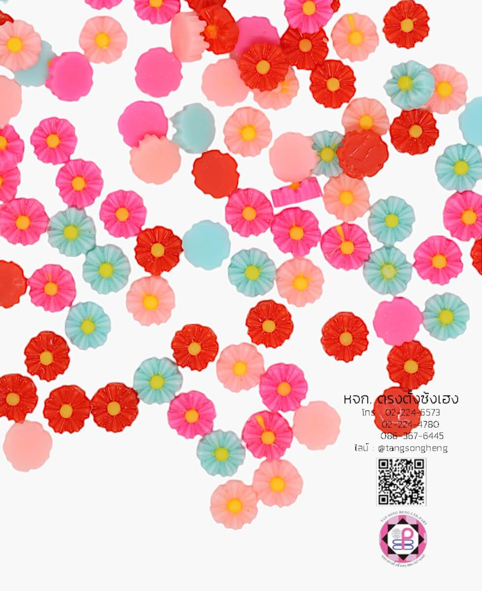 อะไหล่เรซิ่นจิ๋วรูปดอกเดซี่ คละสี แพ็ค 100 ชิ้น