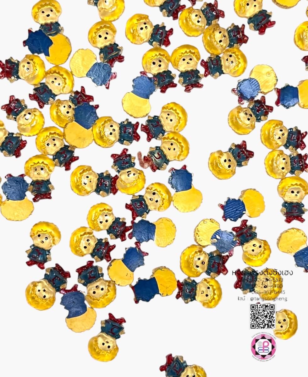 อะไหล่เรซิ่นจิ๋วรูปเด็กชายน่ารัก สีเหลือง แพ็ค 100 ชิ้น