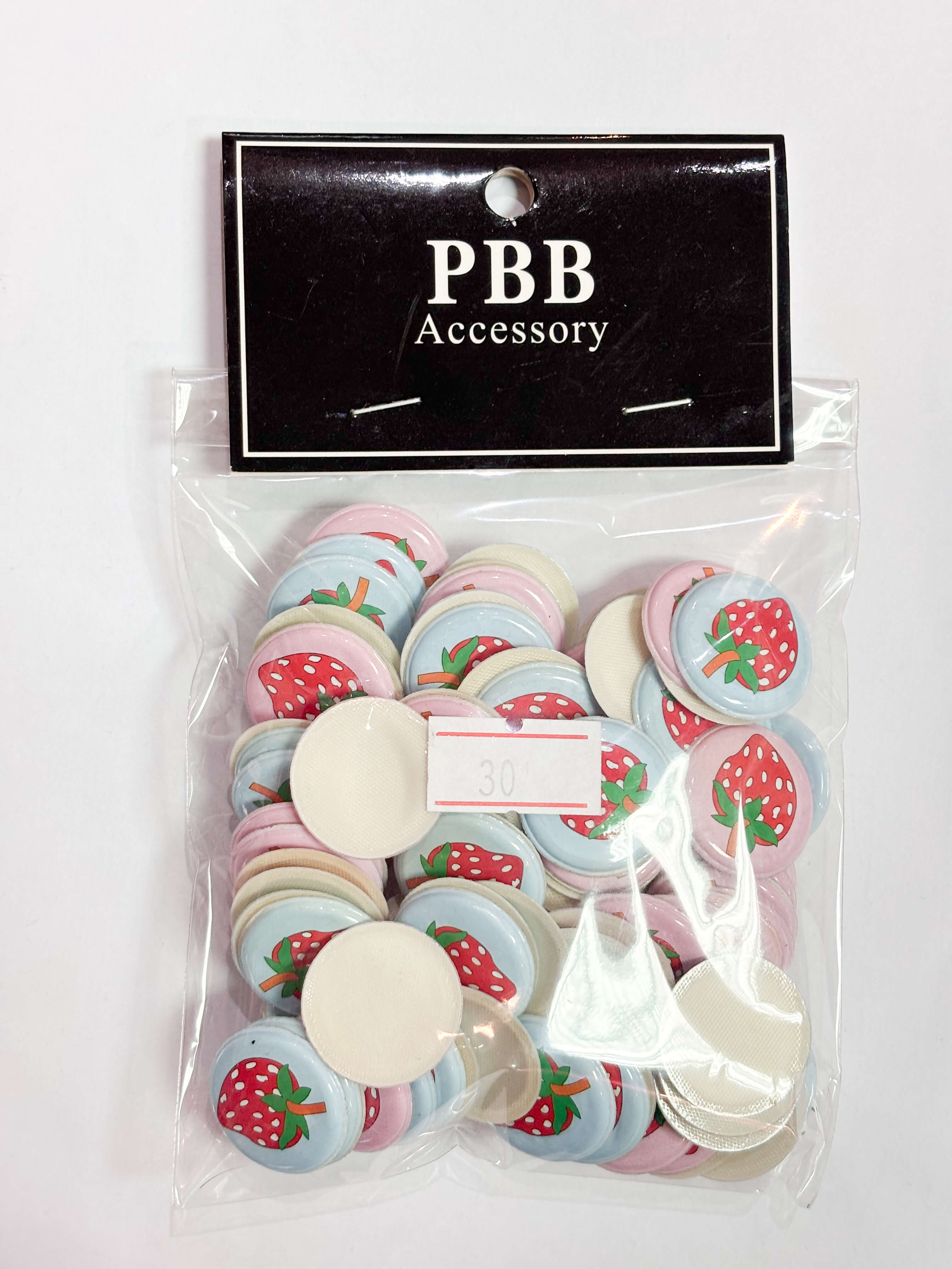 Flatback Plastic Coin Shape Strawberry Assorted Color