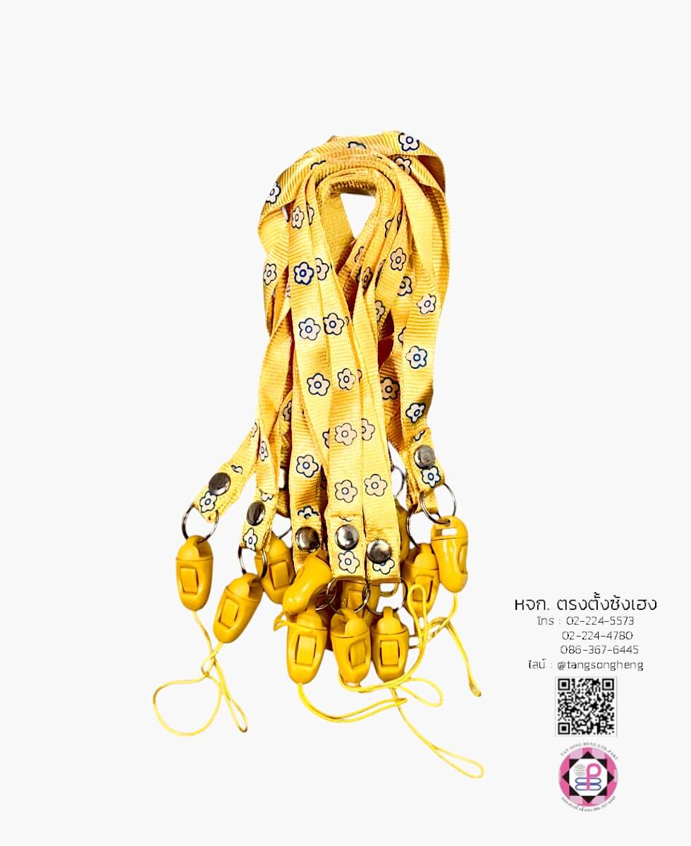 สายคล้องบัตร สายคล้องมือ แบบสั้น พิมพ์ลายดอกไม้ สีเหลือง แพ็ค 12 ชิ้น