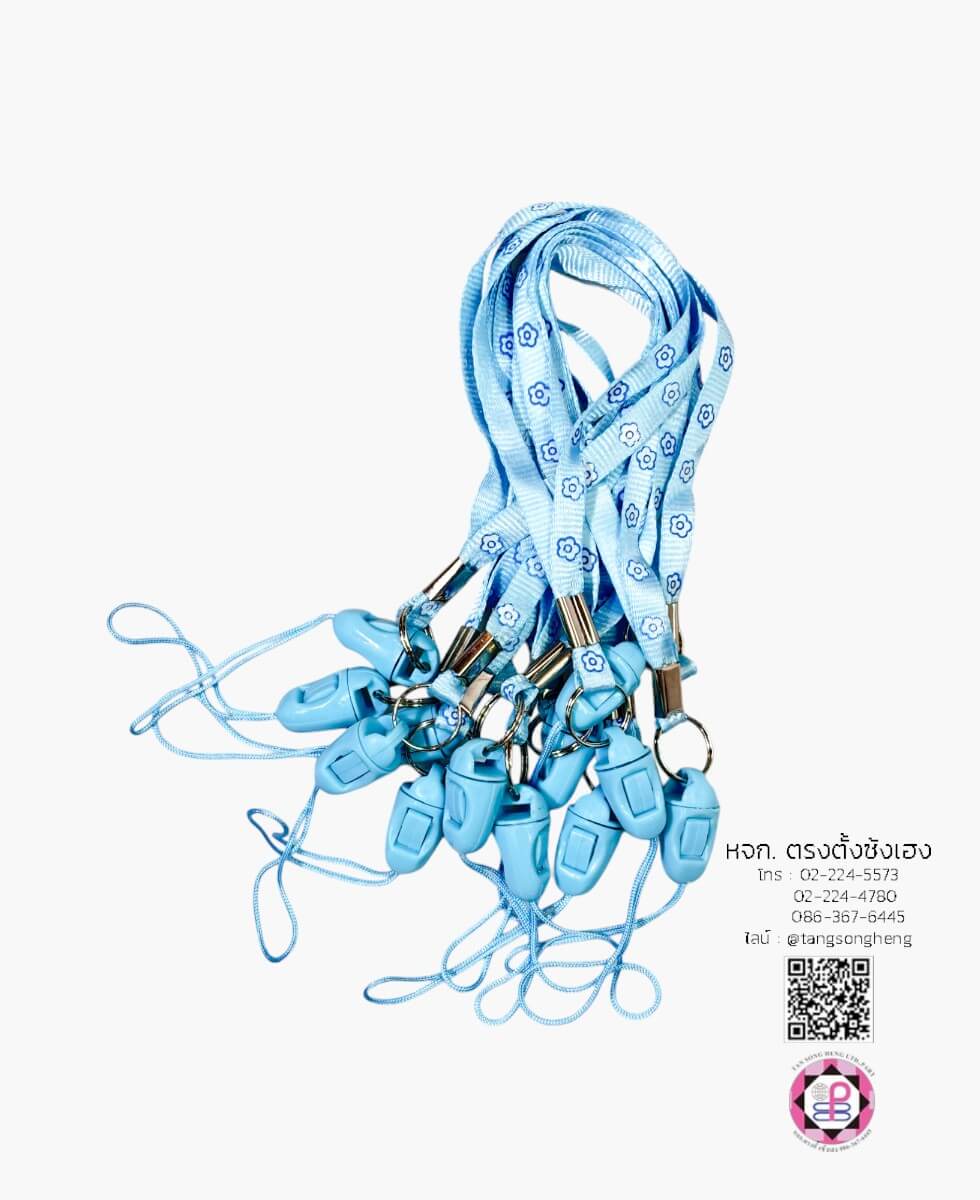 สายคล้องบัตร สายคล้องมือ แบบสั้น พิมพ์ลายดอกไม้ สีฟ้า แพ็ค 12 ชิ้น