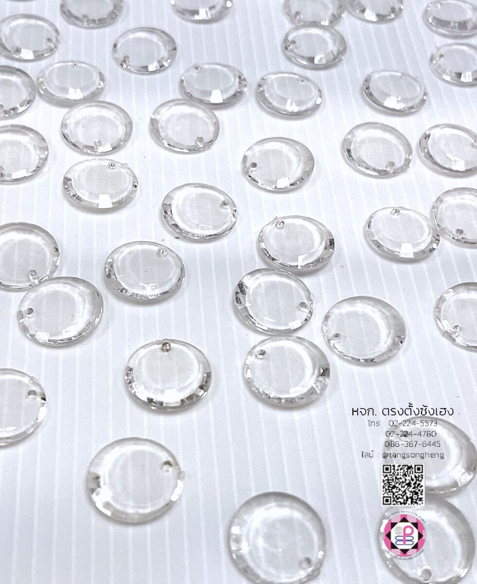 Clear Round Glass Cabochons 15 mm. Flat Transparent