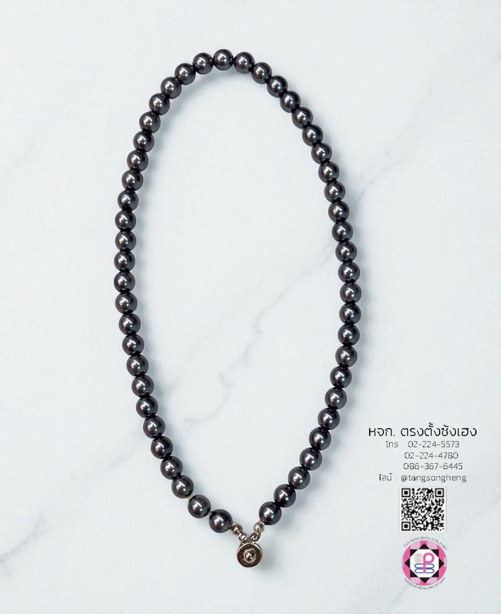 สร้อยมุก ขนาด 8 มิล สีเทา