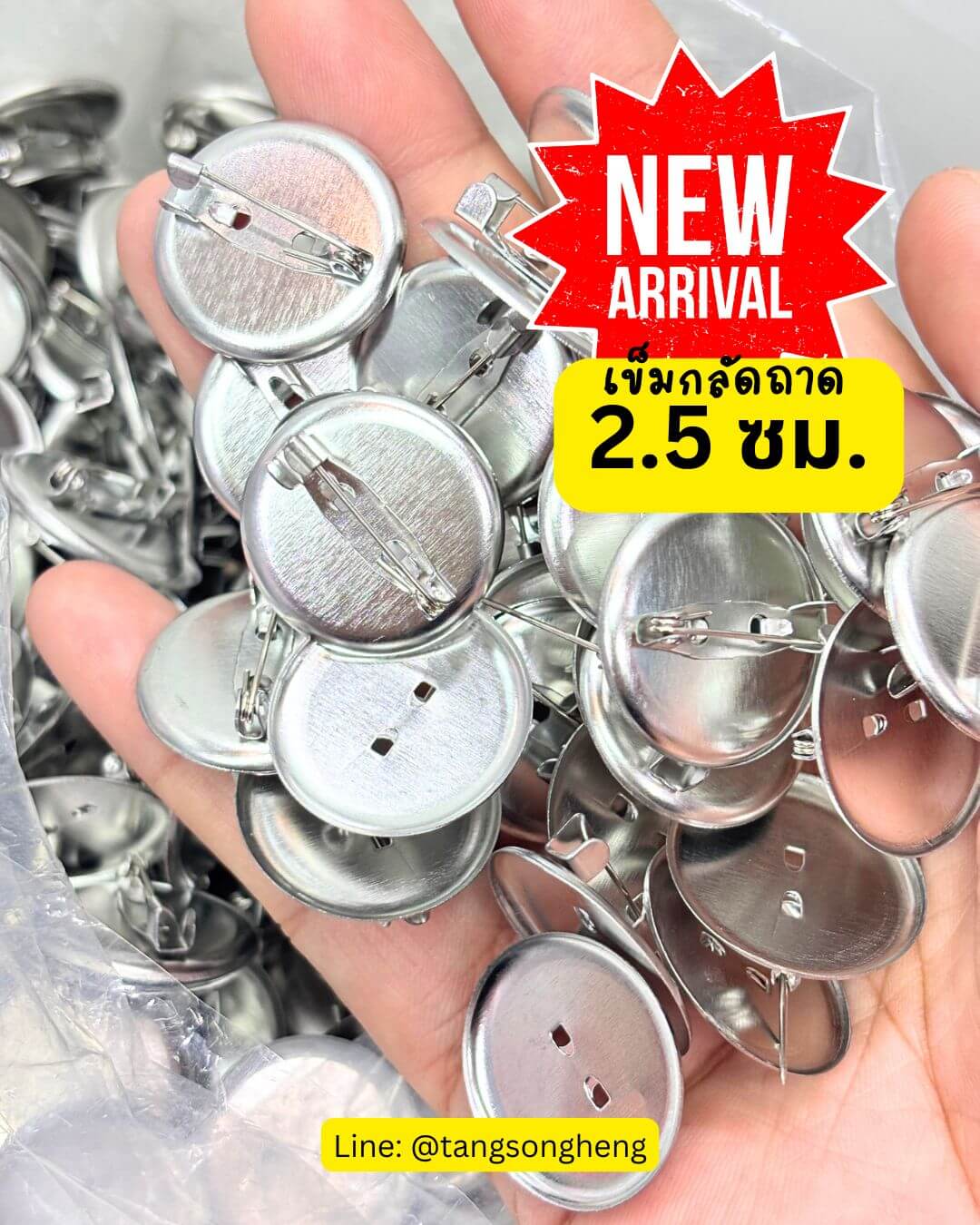 Metal Bage Base Pin Back Size 25 mm. NEW