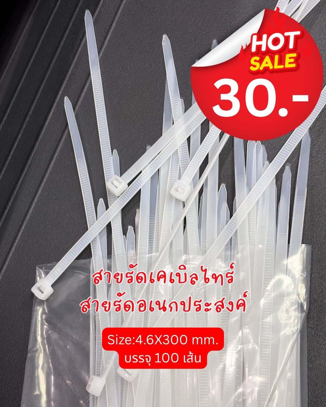 สายรัดเคเบิลไทร์ ขนาด 4.6X300 มิล แพ็ค 100 เส้น